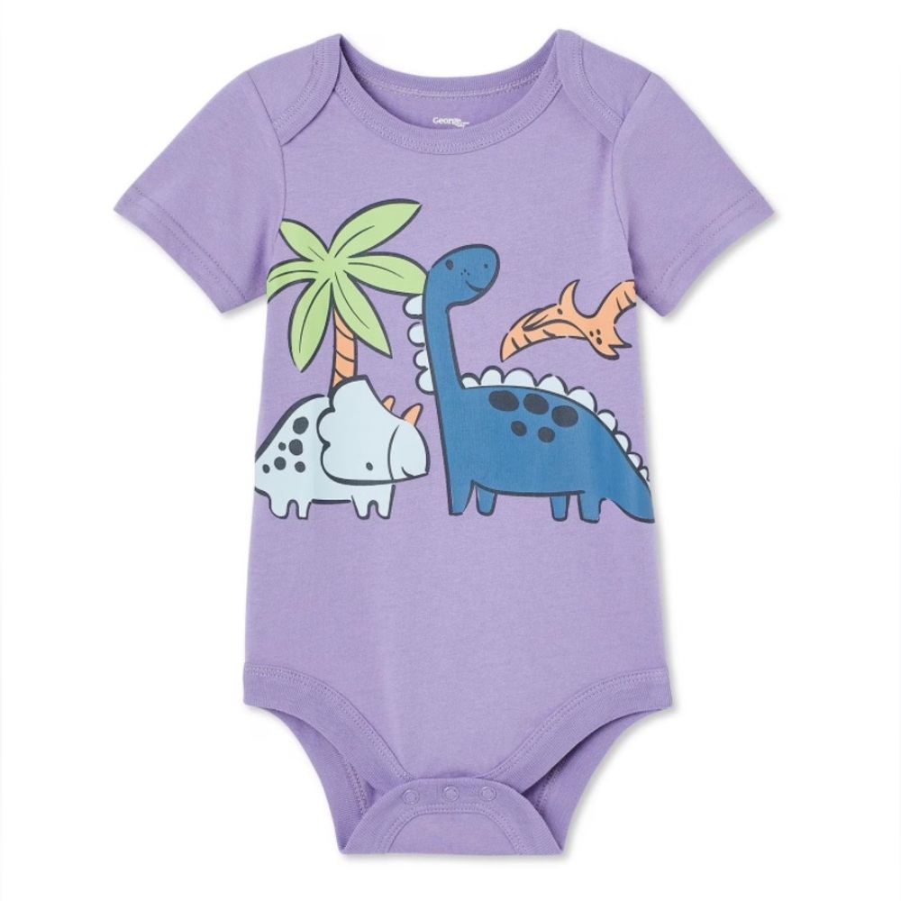😊FREE😊 George Purple Dinosaur and Palm Tree Bodysuit size 6-12m